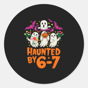 Haunted Halloween Skeleton Haunted Six Seven Numbe Classic Round Sticker