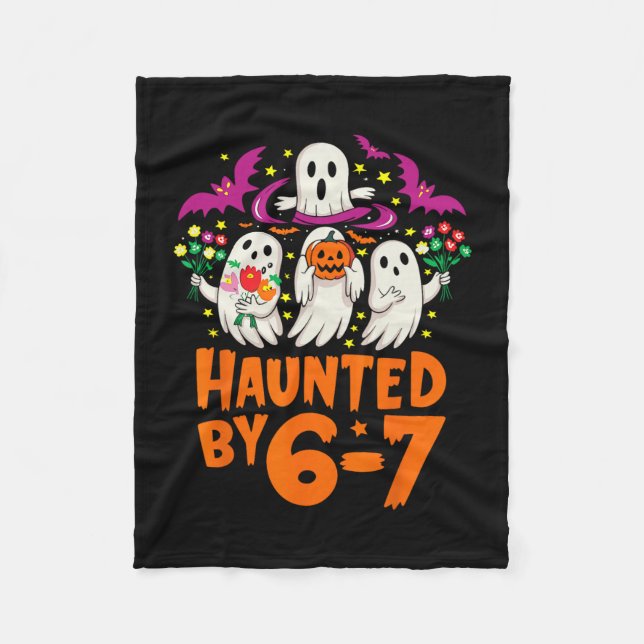 Haunted Halloween Skeleton Haunted Six Seven Numbe Fleece Blanket (Front)