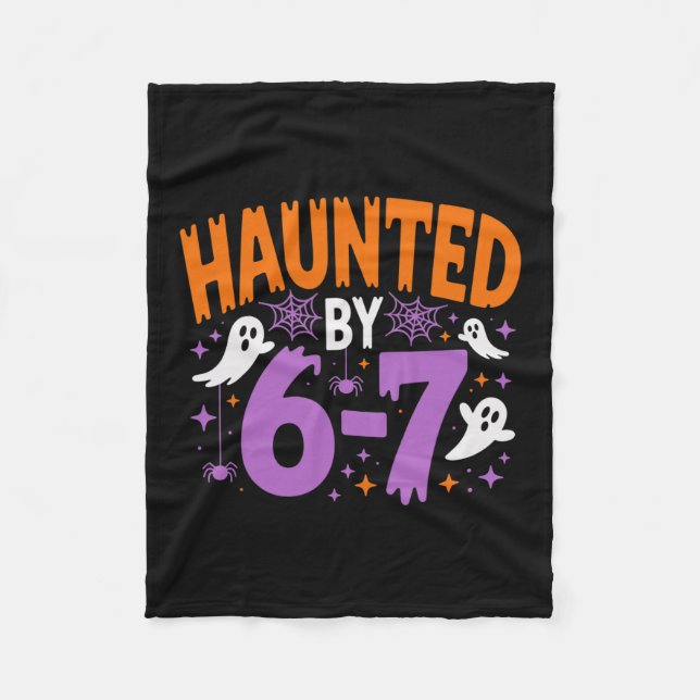 Haunted Halloween Skeleton Haunted Six Seven Numbe Fleece Blanket (Front)