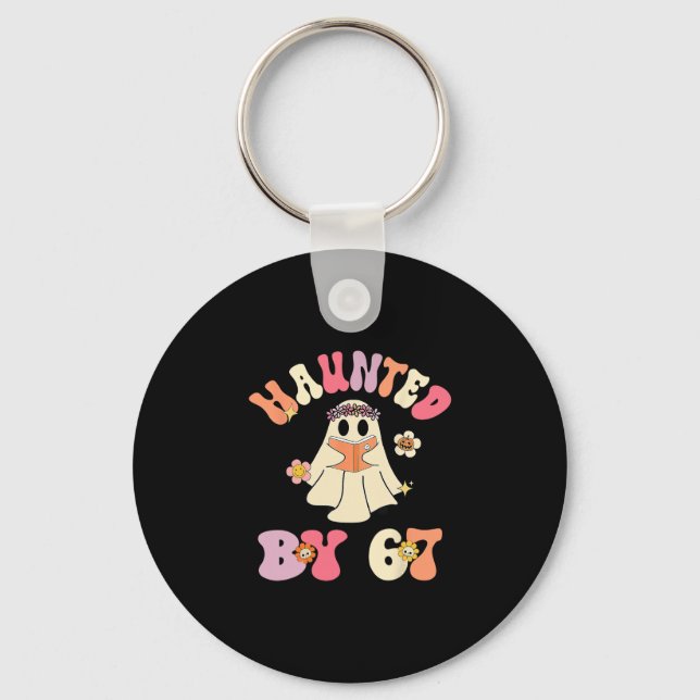 Haunted Halloween Skeleton Haunted Six Seven Numbe Key Ring (Front)