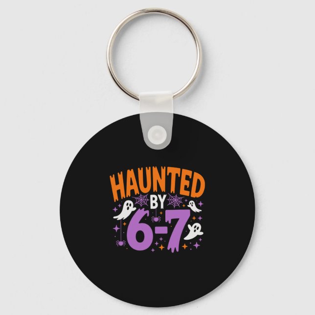 Haunted Halloween Skeleton Haunted Six Seven Numbe Key Ring (Front)