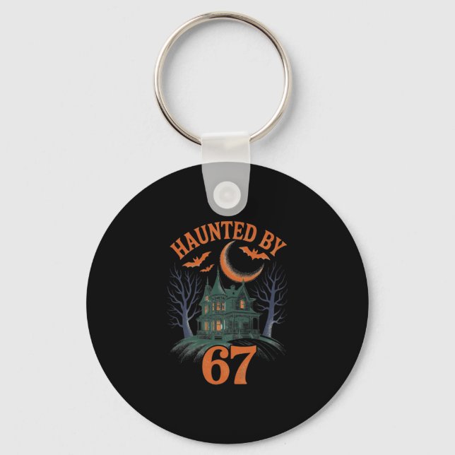 Haunted Halloween Skeleton Haunted Six Seven Numbe Key Ring (Front)