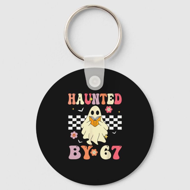 Haunted Halloween Skeleton Haunted Six Seven Numbe Key Ring (Front)