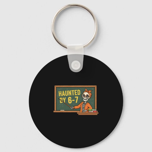 Haunted Halloween Skeleton Haunted Six Seven Numbe Key Ring (Front)