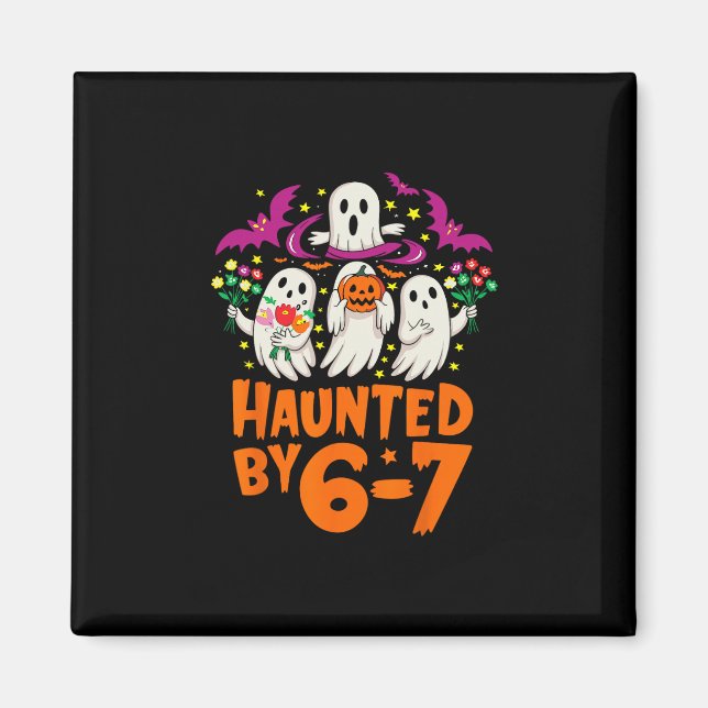 Haunted Halloween Skeleton Haunted Six Seven Numbe Magnet (Front)