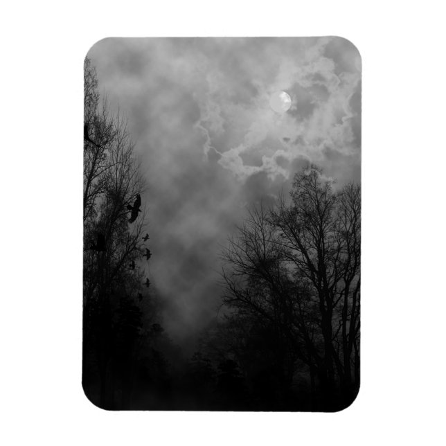 Haunted Halloween Sky with Ravens Magnet (Vertical)