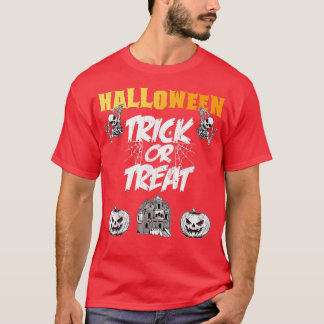 Haunted Halloween Trick or Treat Pumpkins & Skel T-Shirt