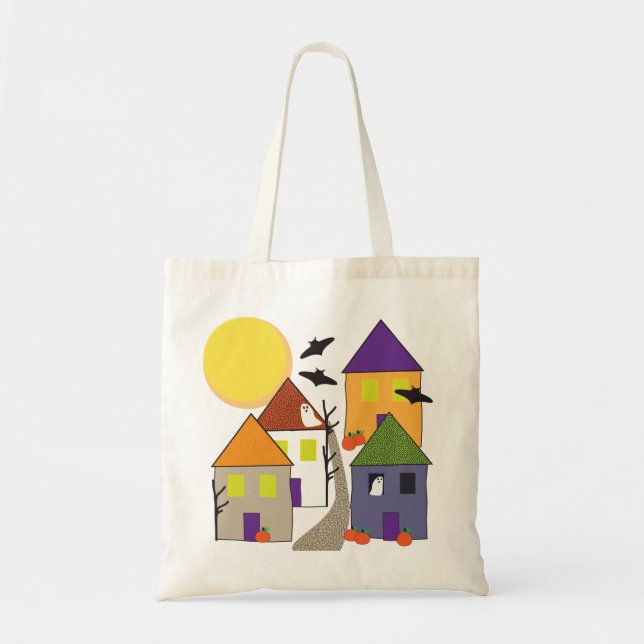 Haunted Halloween Village Trick or Treat Bag (Front)