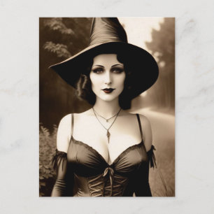 Haunted Halloween Witch Postcard