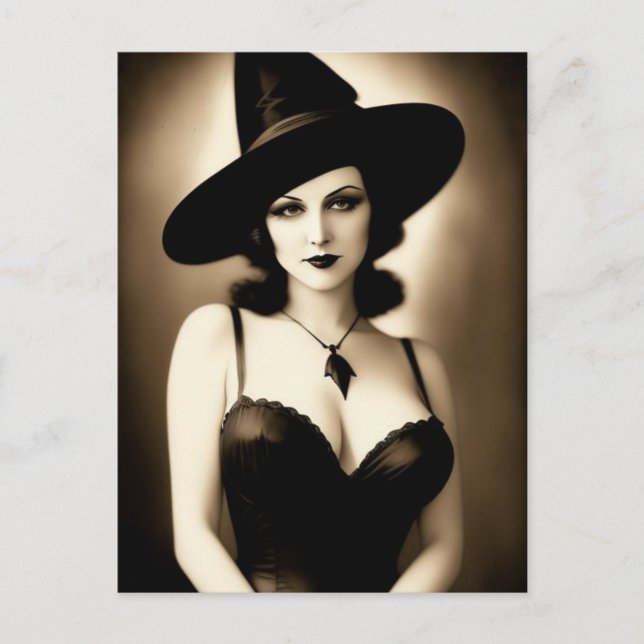 Haunted Halloween Witch Postcard (Front)