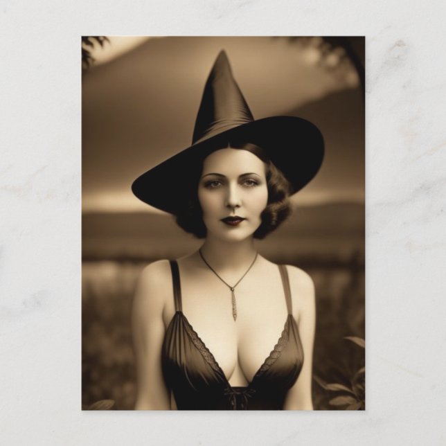 Haunted Halloween Witch Postcard (Front)