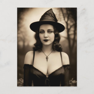 Haunted Halloween Witch Postcard