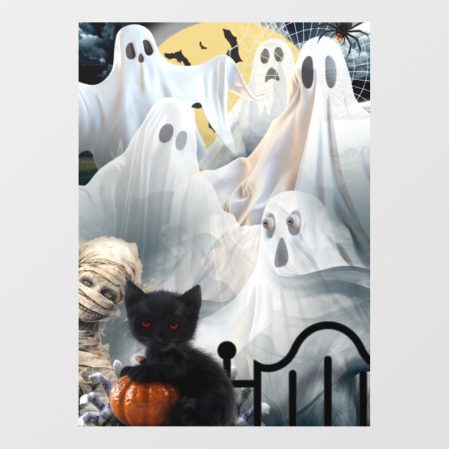 Haunted Halloween with Ghosts, Mummy,and Black Cat (Sheet)