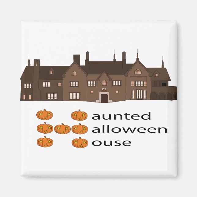 Haunted Haloween House Pumpkin Magnet (Front)