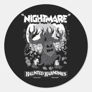 Haunted Harmonies - Vintage Cartoon Halloween - Cr Classic Round Sticker