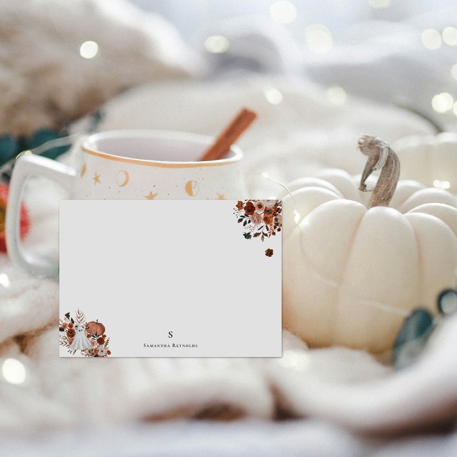Haunted Harvest Floral & Ghost Personalised  Card (Creator Uploaded)