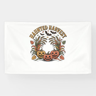 Haunted Harvest Retro Halloween Pumpkin Banner