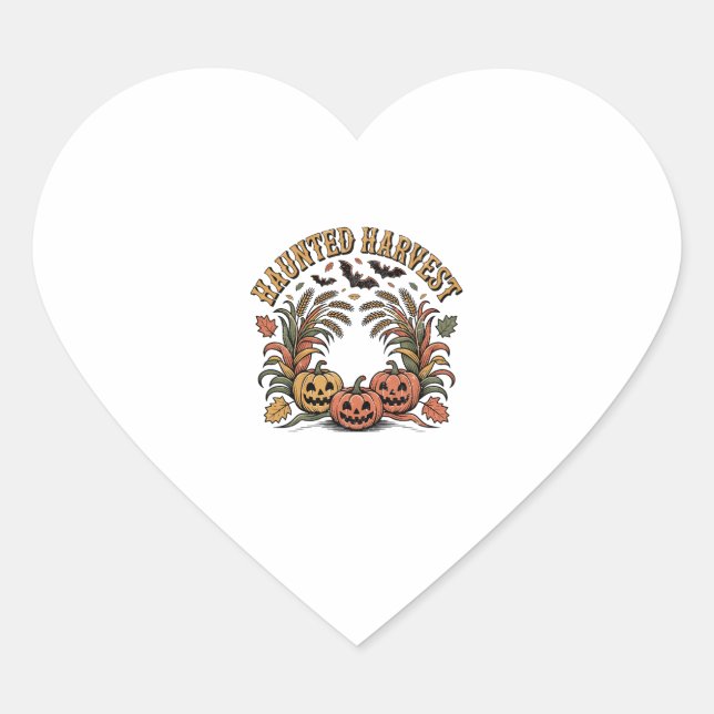 Haunted Harvest Retro Halloween Pumpkin Heart Sticker (Front)