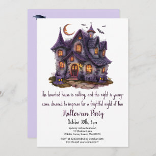 Haunted Hause Spooky Ghosts Bats Halloween party  Invitation