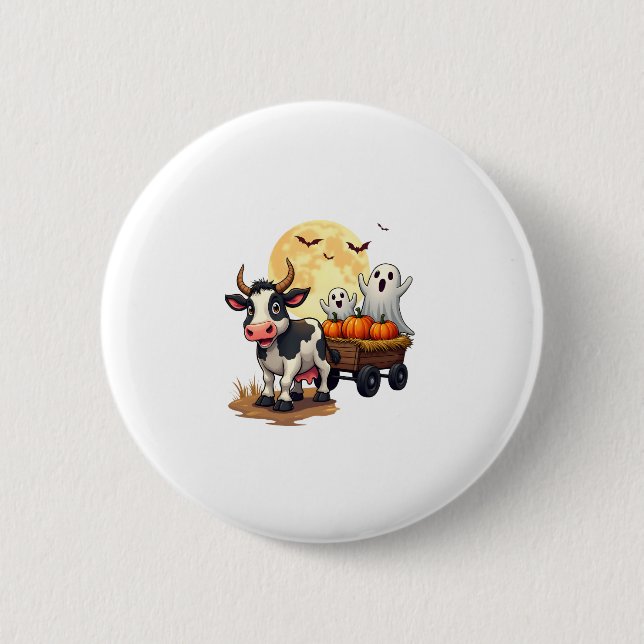 Haunted Hayride Cow 6 Cm Round Badge (Front)