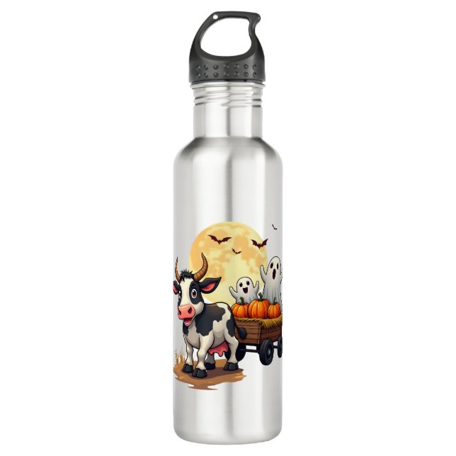 Haunted Hayride Cow 710 Ml Water Bottle (Front)