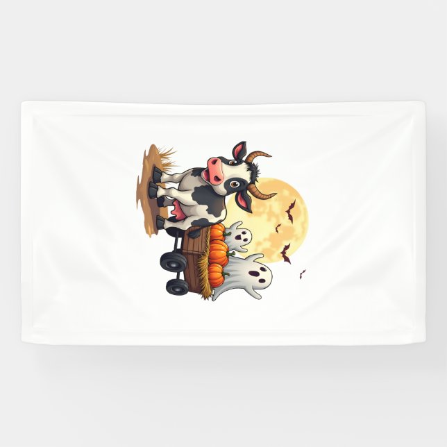 Haunted Hayride Cow Banner (Horizontal)