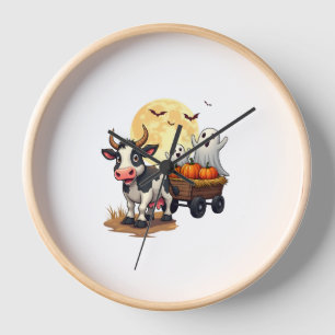 Haunted Hayride Cow Clock