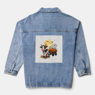 Haunted Hayride Cow Denim Jacket