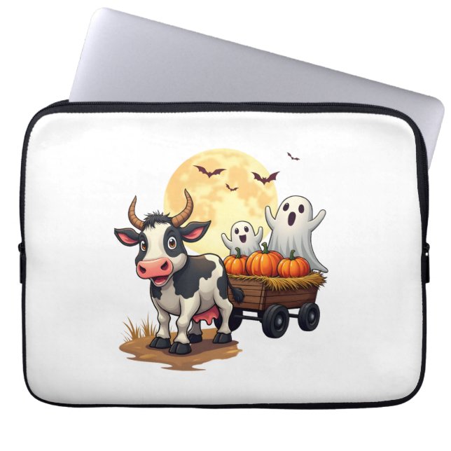Haunted Hayride Cow Laptop Sleeve (Front)