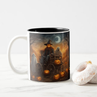 Haunted Hayride meets Headless scarecrow Two-Tone Coffee Mug
