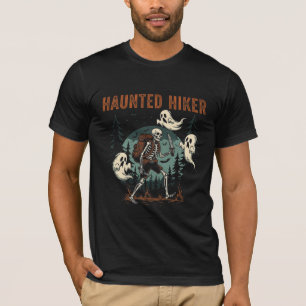 Haunted Hiker Skeleton Vintage Camping Ghost Art T-Shirt