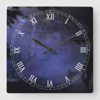 Haunted Hill House Square Roman Numerals Clock
