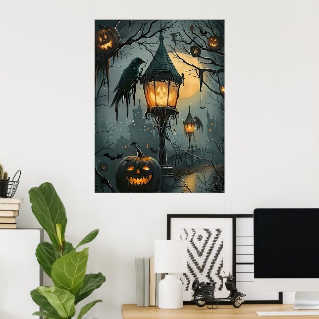 Haunted Hollow – Halloween Night Poster (Home Office)