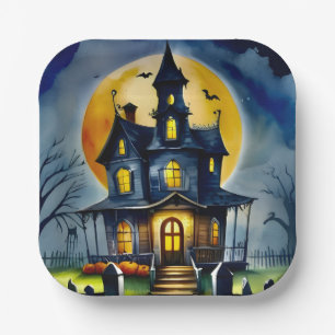 Haunted Hollow & Moon Paper Plate