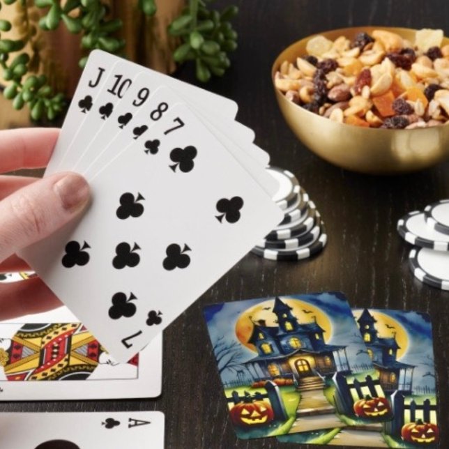 Haunted Hollow & Moon Playing Cards (Poker cards easy to shuffle, smooth card stock. Dimensions: 2.5" x 3.5”. 

)