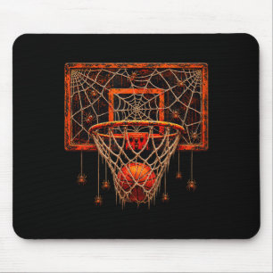 Haunted hoop basketball halloween spider web net mouse pad