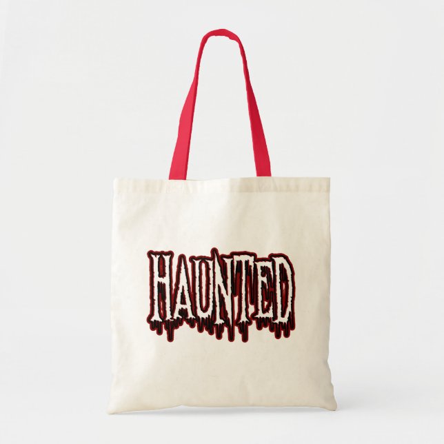 Haunted Horror Drip Typography Tote Bag (Front)