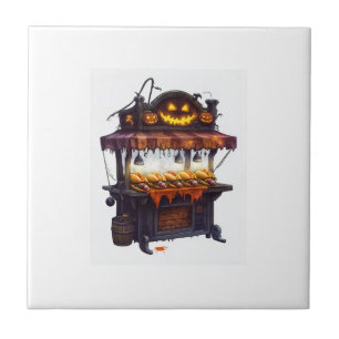 Haunted Hot Dog Stand Ceramic Tile