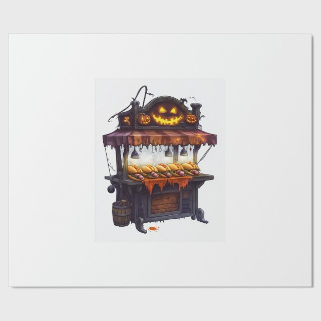  Haunted Hot Dog Stand Wrapping Paper (Flat)