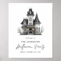 Haunted House Adult Halloween Party Welcome Sign