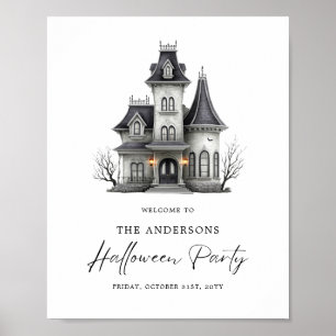 Haunted House Adult Halloween Party Welcome Sign