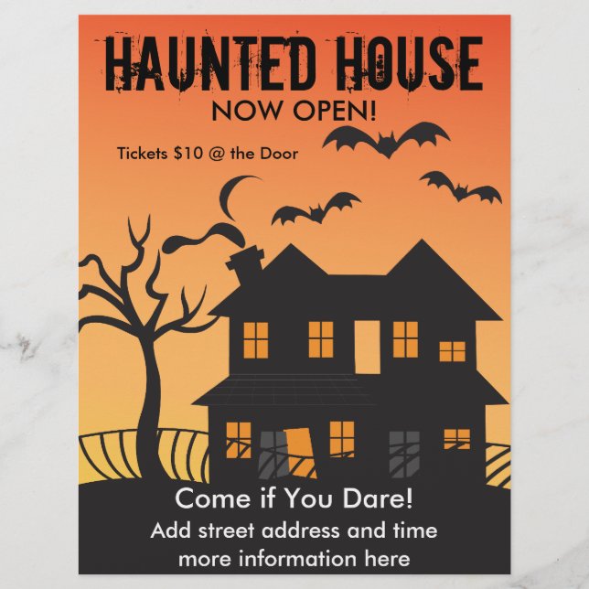Haunted House and Bats Flyer (Front)