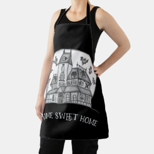 Haunted House and Bats Halloween Apron