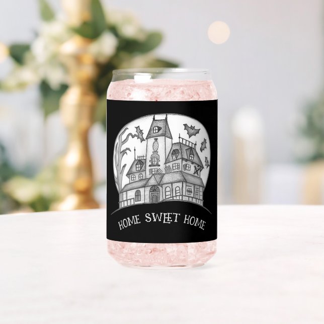 Haunted House and Bats Halloween  Can Glass (Insitu (Wedding))