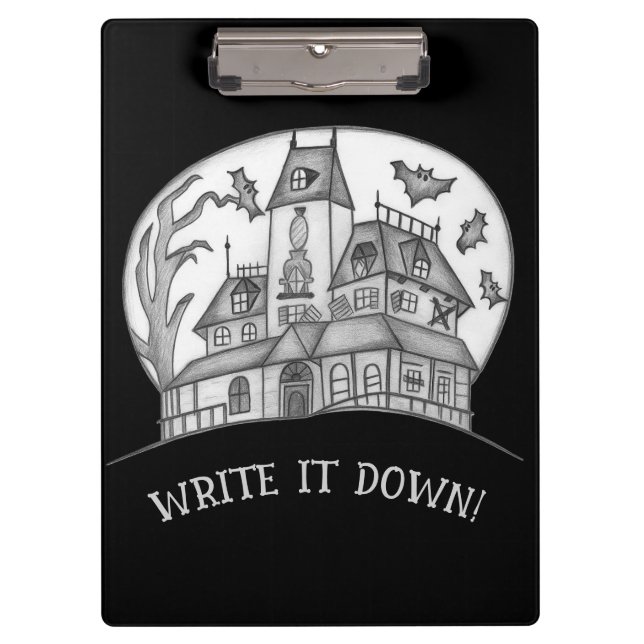 Haunted House and Bats Halloween  Clipboard (Front)