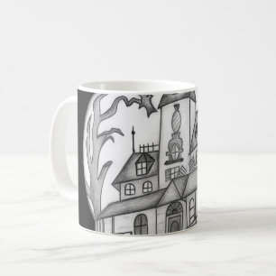Haunted House and Bats Halloween  Coffee Mug