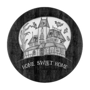 Haunted House and Bats Halloween Cutting Board