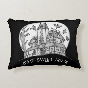 Haunted House and Bats Halloween Decorative Cushion