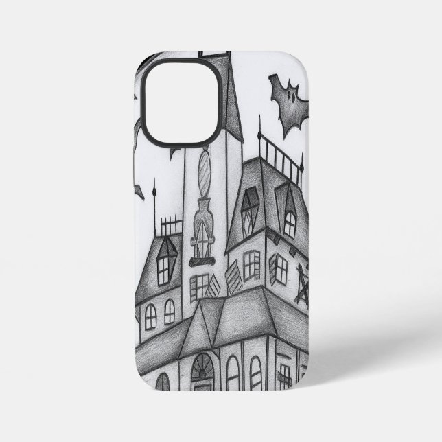 Haunted House and Bats Halloween  iPhone Case (Back)