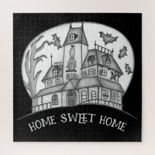 Haunted House and Bats Halloween Jigsaw Puzzle